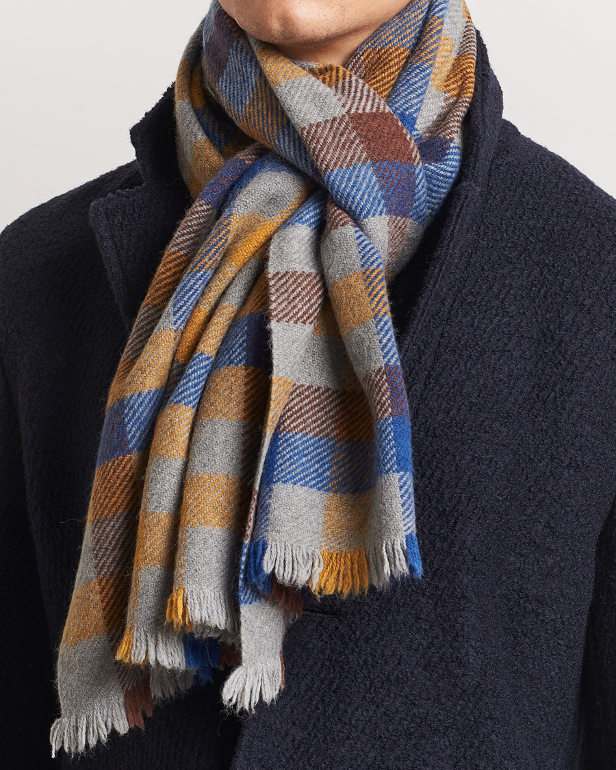 Heren |  | Altea | Check Wool Scarf Yellow/Beige