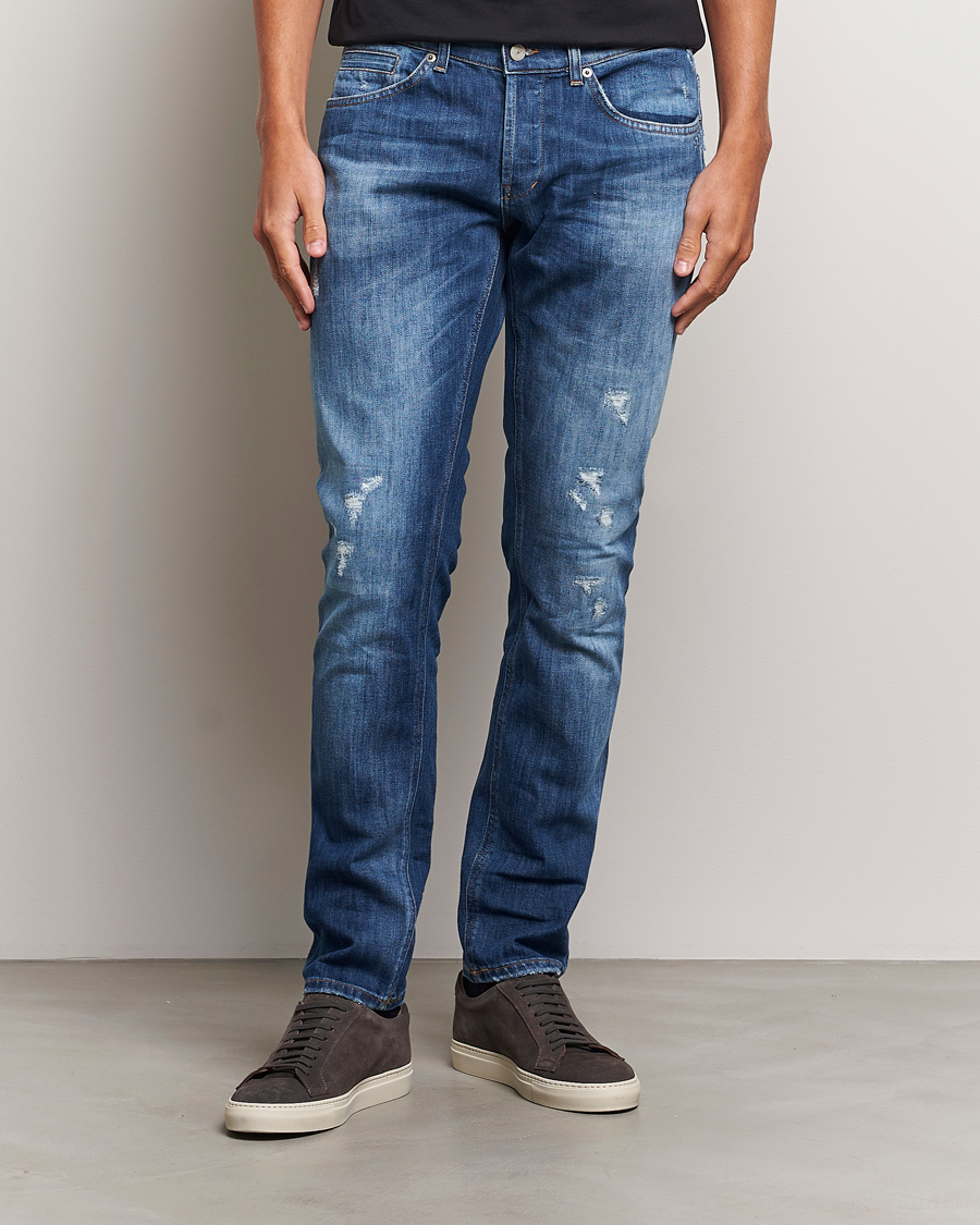 Heren |  | Dondup | George Light Distressed Jeans Medium Blue