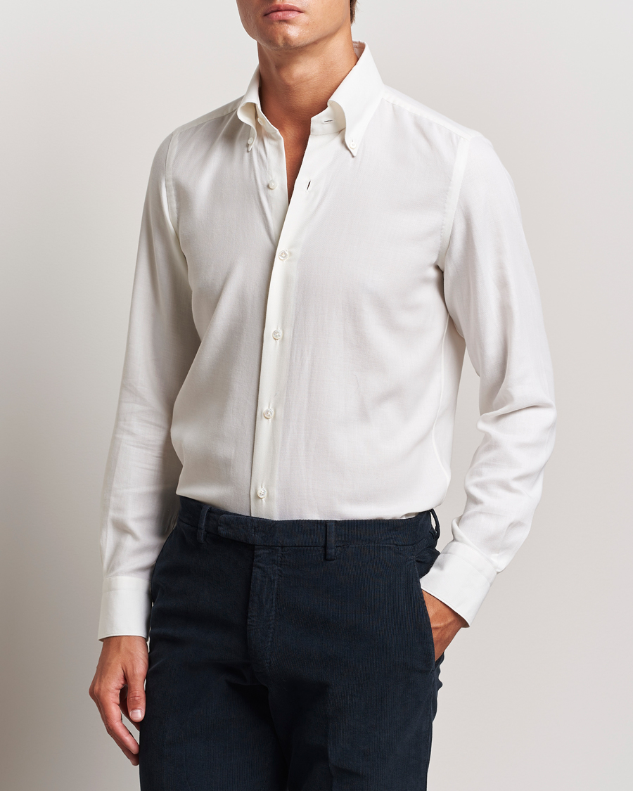 Heren | Casual | Finamore Napoli | Milano Slim Cashmere BD Shirt White