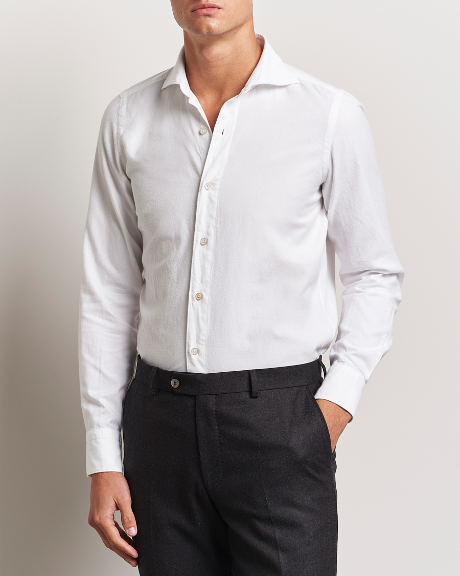 Heren | Business casual | Finamore Napoli | Gaeta Flannel Shirt White