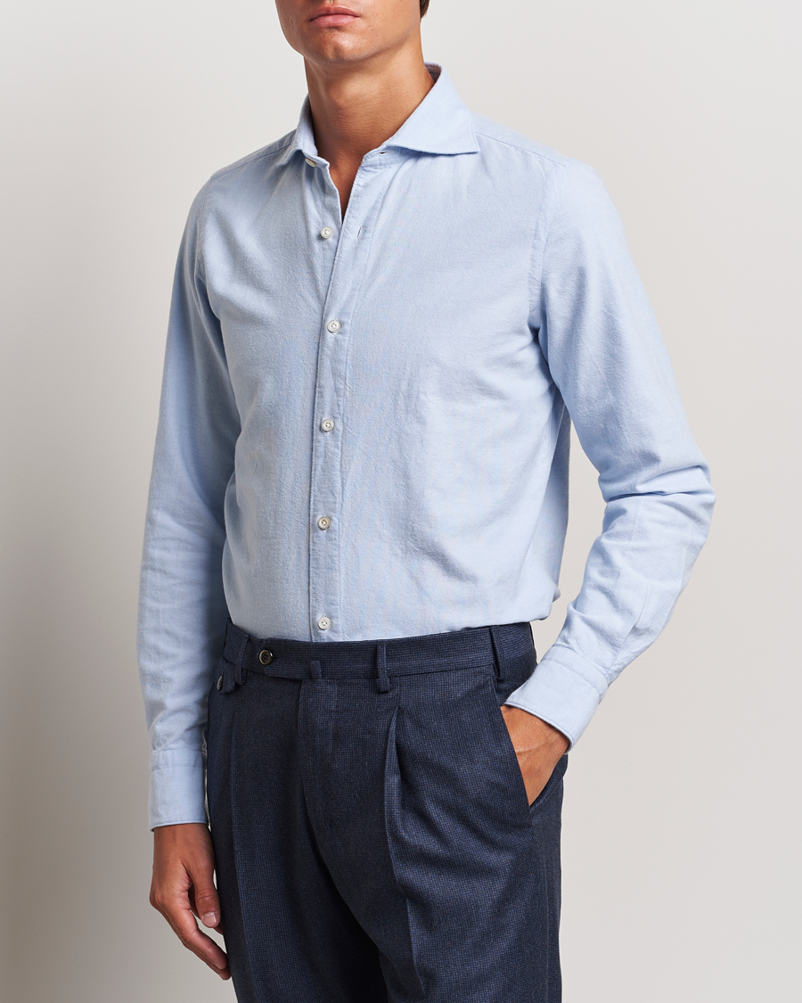 Heren | Overhemden | Finamore Napoli | Gaeta Brushed Oxford Shirt Light Blue