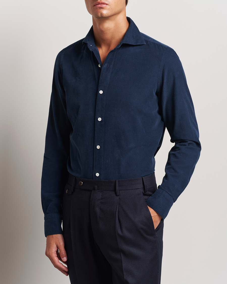 Heren |  | Finamore Napoli | Gaeta Corduroy Shirt Navy