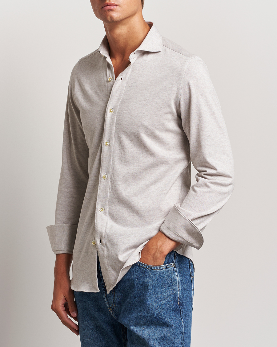 Heren | Overhemden | Finamore Napoli | Cotton/Cashmere Jersey Shirt Beige