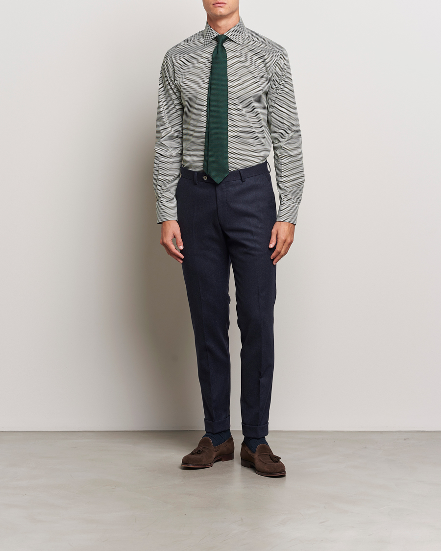 Heren |  | Eton | Slim Fit Signature Twill Printed Shirt Green