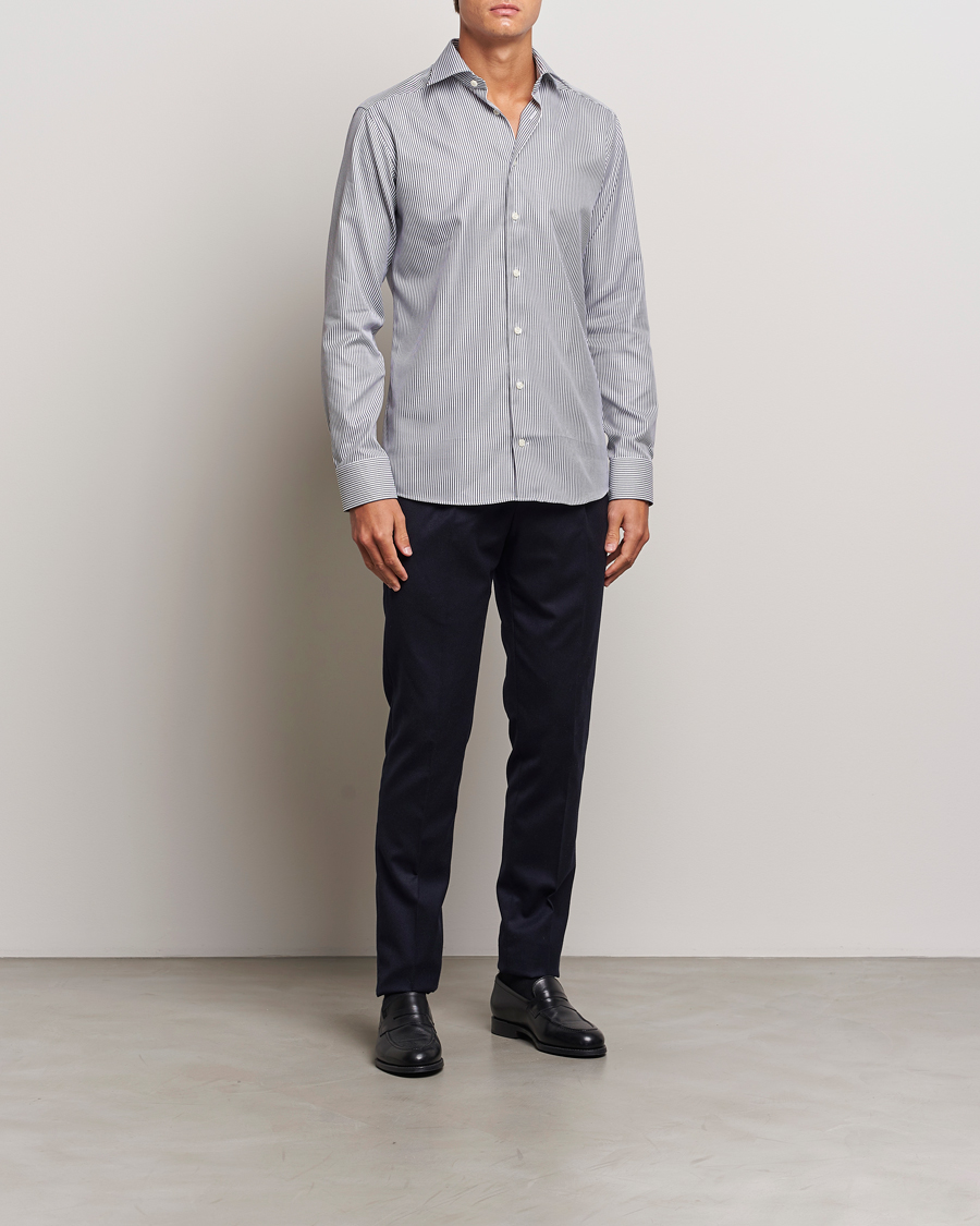 Heren |  | Eton | Slim Fit Signature Twill Striped Shirt Grey/White