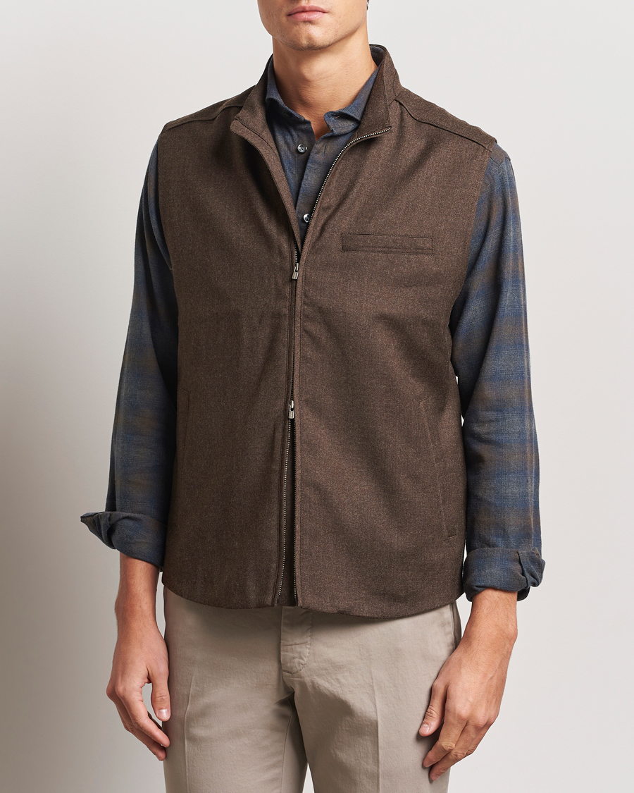 Heren |  | Eton | Wool Flannel Vest Dark Brown