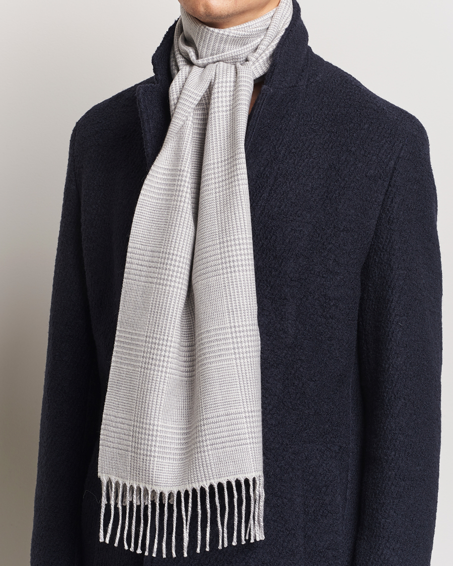 Heren |  | Eton | Merino Wool Prince Of Wales Scarf Grey