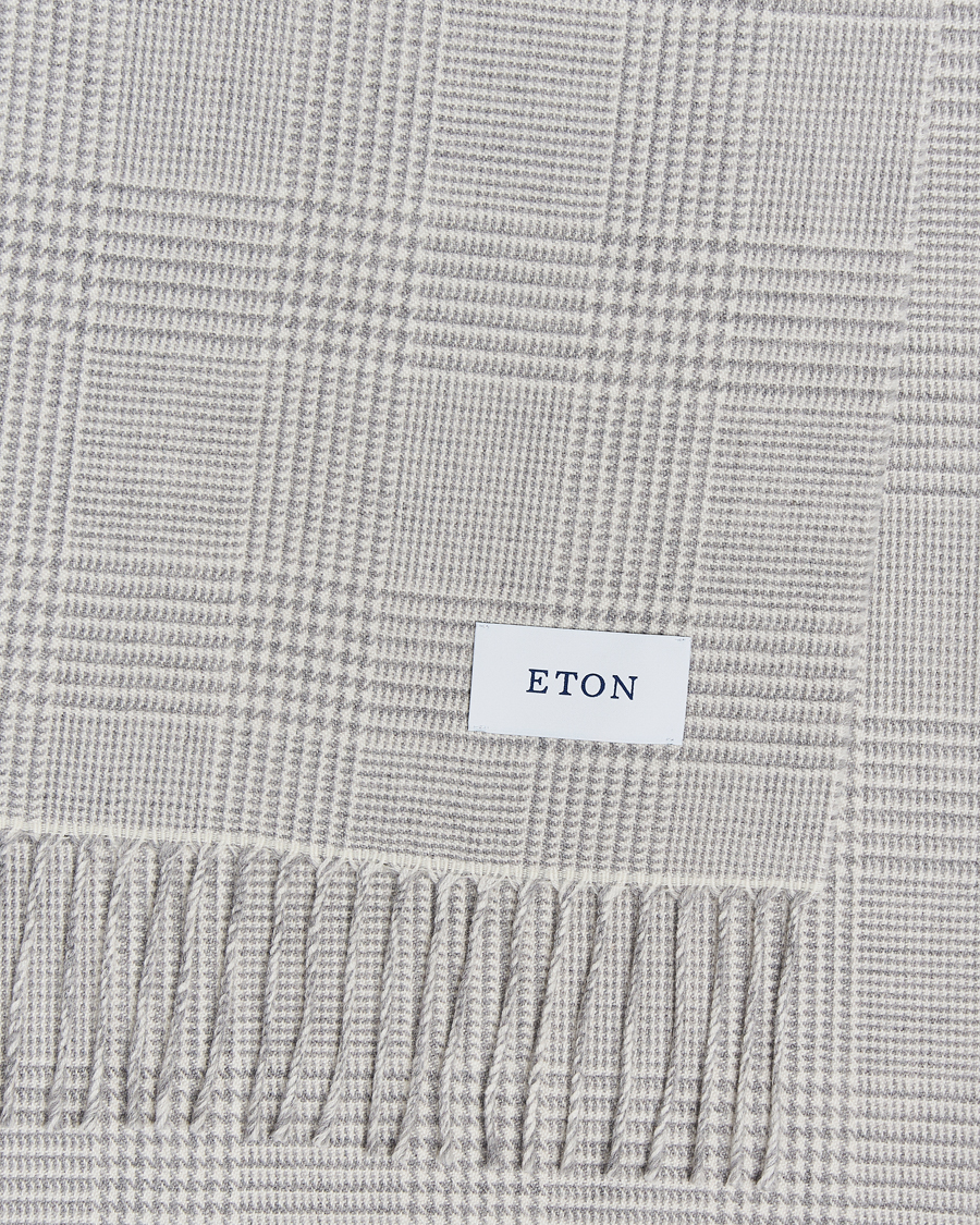 Heren |  | Eton | Merino Wool Prince Of Wales Scarf Grey