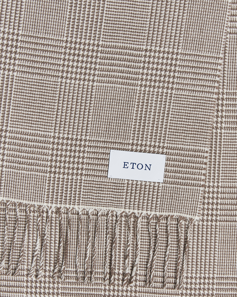 Heren |  | Eton | Merino Wool Prince Of Wales Scarf Beige