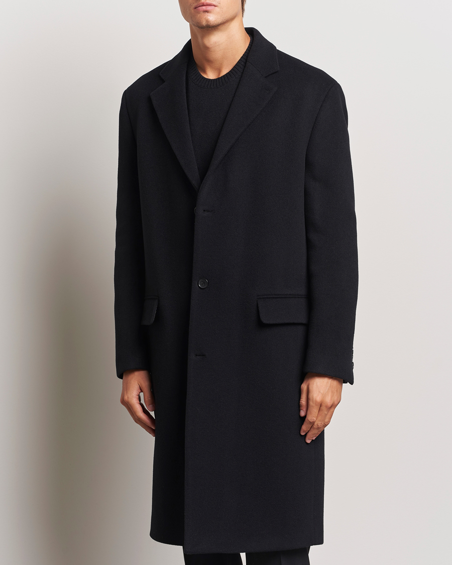 Heren | Business & Beyond - Casual | Filippa K | Relaxed Wool Crombie Coat Black