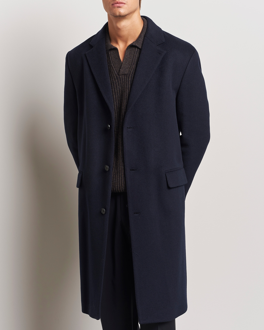 Heren | Business & Beyond - Casual | Filippa K | Relaxed Wool Crombie Coat Navy