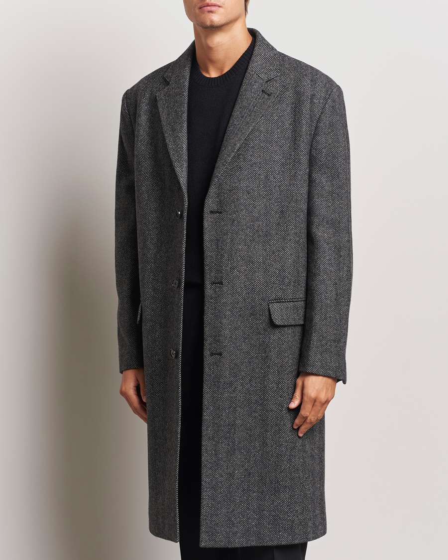 Heren | Business & Beyond - Casual | Filippa K | Relaxed Wool Crombie Coat Grey Herringbone