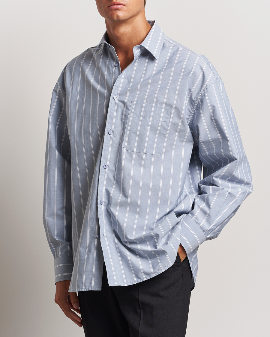 Heren |  | Filippa K | Striped Cotton Poplin Shirt Blue/White