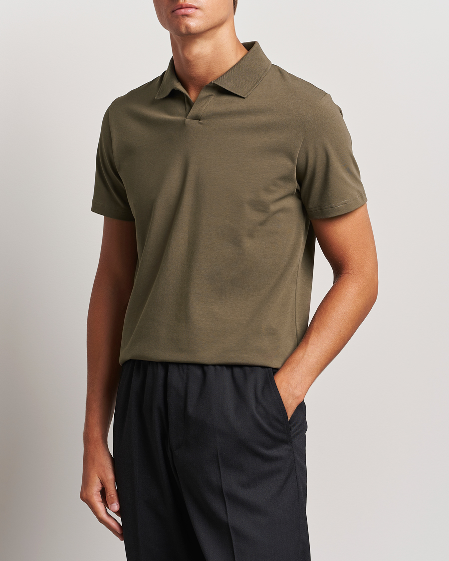 Heren | Polo's | Filippa K | Soft Lycra Polo T-Shirt Dark Sage