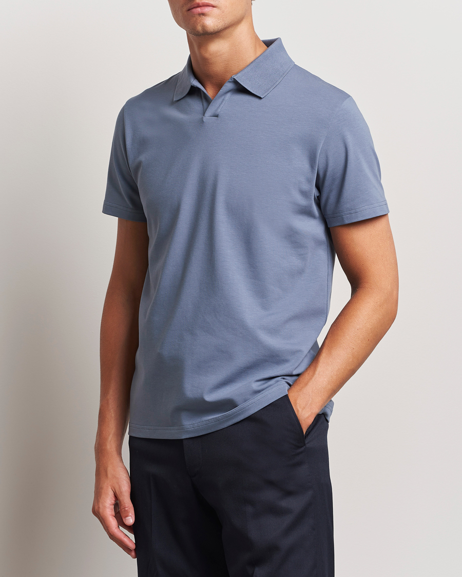 Heren |  | Filippa K | Soft Lycra Polo T-Shirt Grey Blue