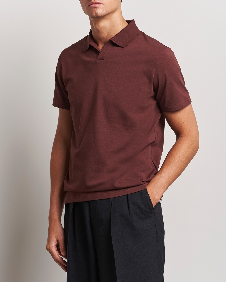 Heren |  | Filippa K | Soft Lycra Polo T-Shirt Mahogany Brown