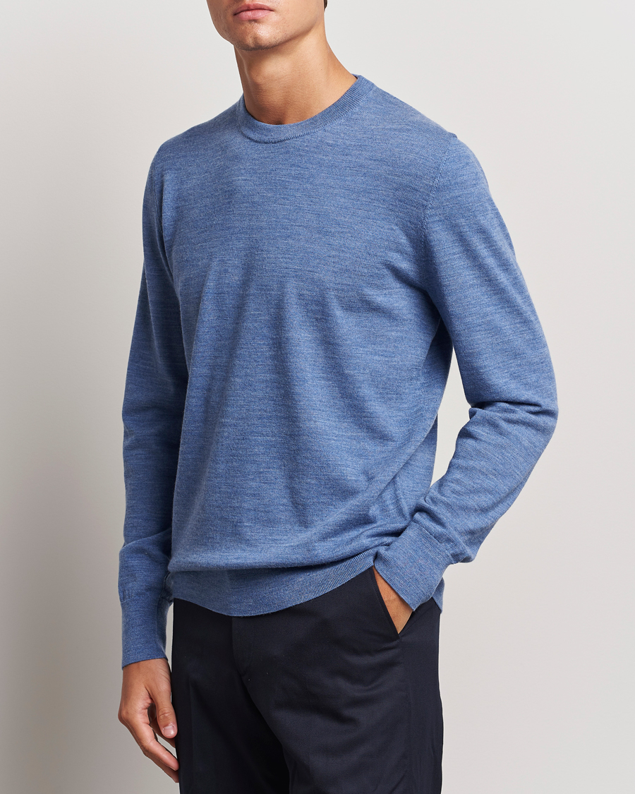 Heren |  | Filippa K | Merino Round Neck Sweater Blue Melange