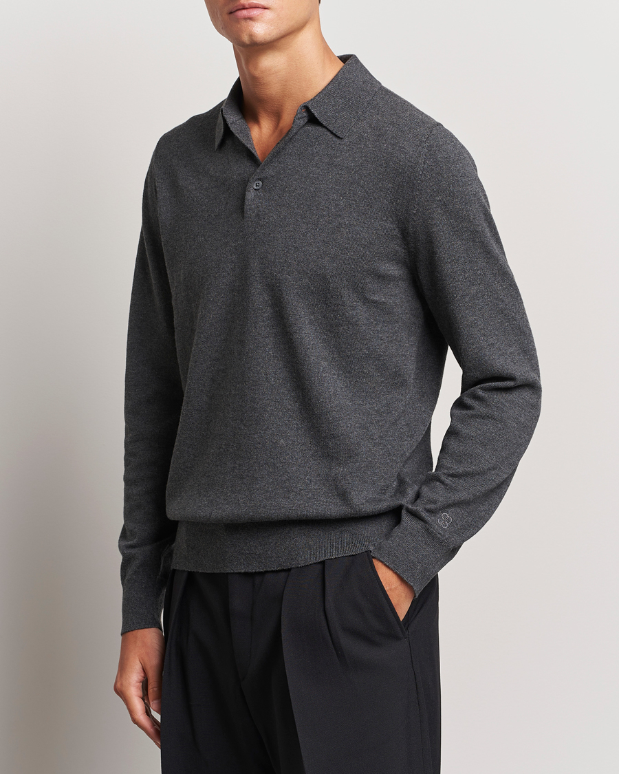 Heren |  | Filippa K | Knitted Polo Shirt Dark Grey Melange