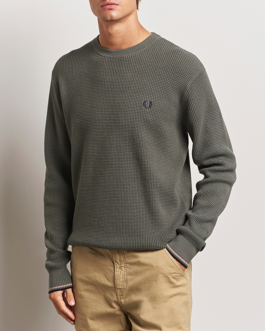 Heren |  | Fred Perry | Waffle Stitch Jumper Field Green