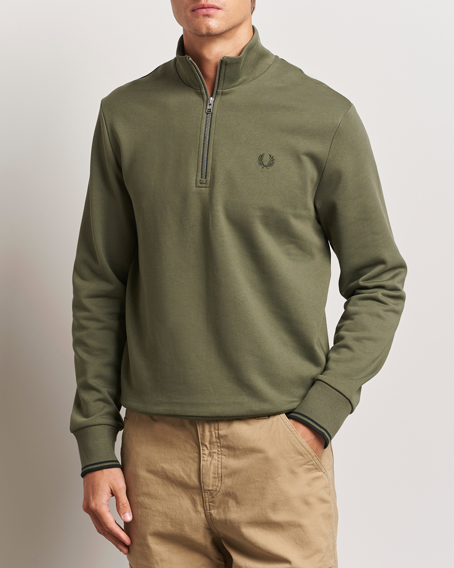 Heren |  | Fred Perry | Half Zip Sweatshirt Laurel Green