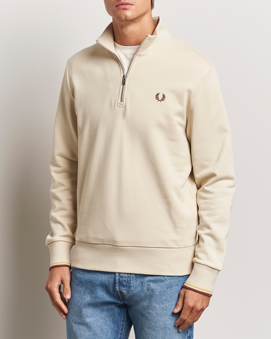 Heren |  | Fred Perry | Half Zip Sweatshirt Oatmeal