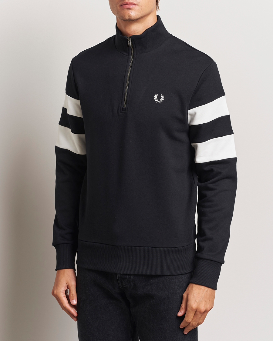 Heren |  | Fred Perry | Tipped Sleeve Half Zip Sweatshirt Black