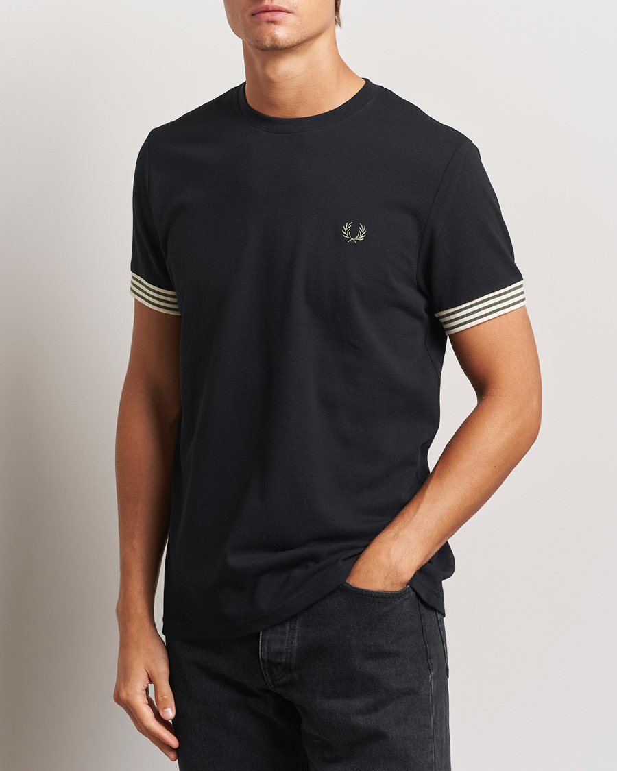 Heren |  | Fred Perry | Striped Cuff Crew Neck T-Shirt Black