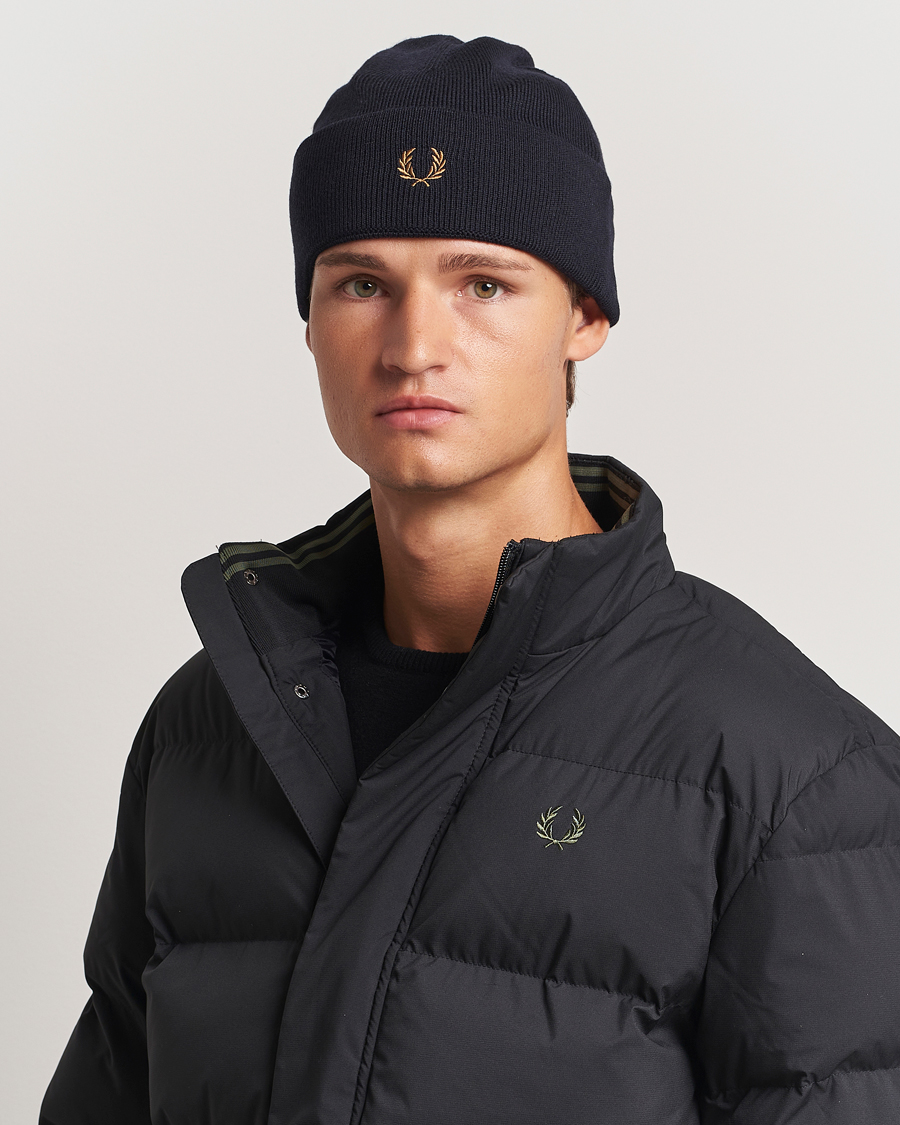 Heren |  | Fred Perry | Merino Wool Beanie Navy