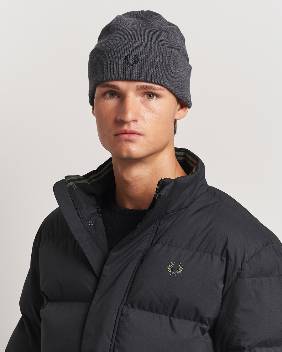 Heren |  | Fred Perry | Merino Wool Beanie Dark Grey Marl