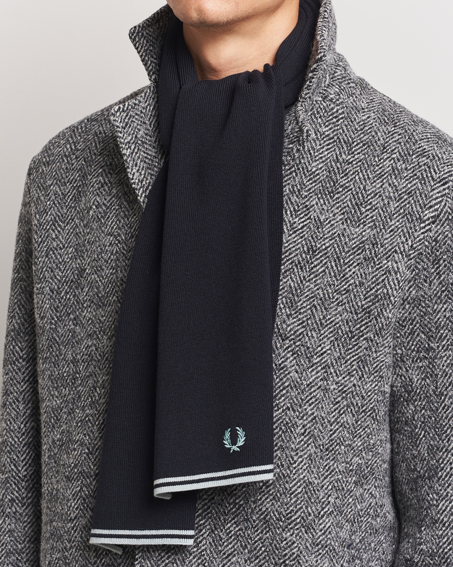 Heren |  | Fred Perry | Twin Tipped Merino Wool Scarf Navy