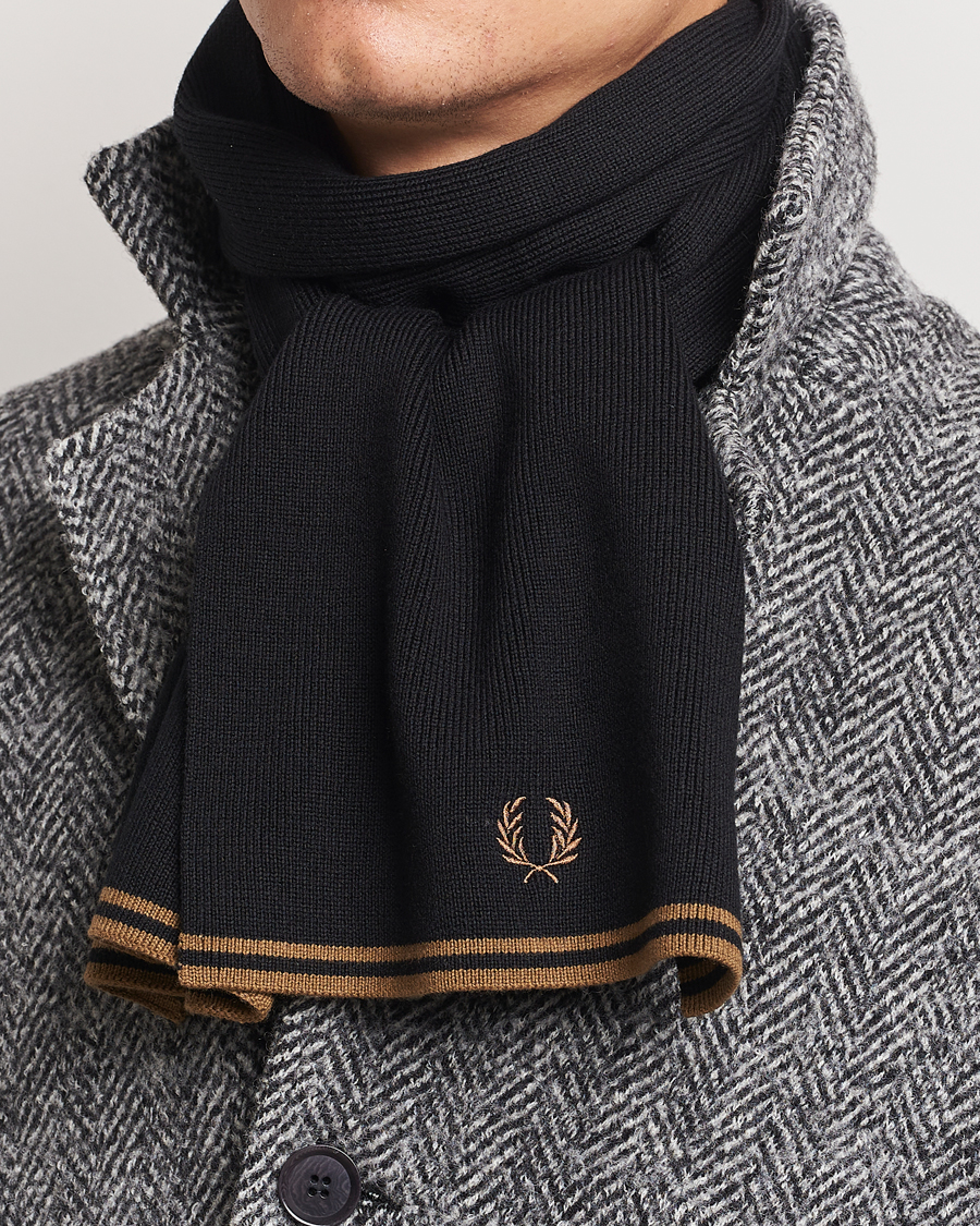 Heren |  | Fred Perry | Twin Tipped Merino Wool Scarf Black