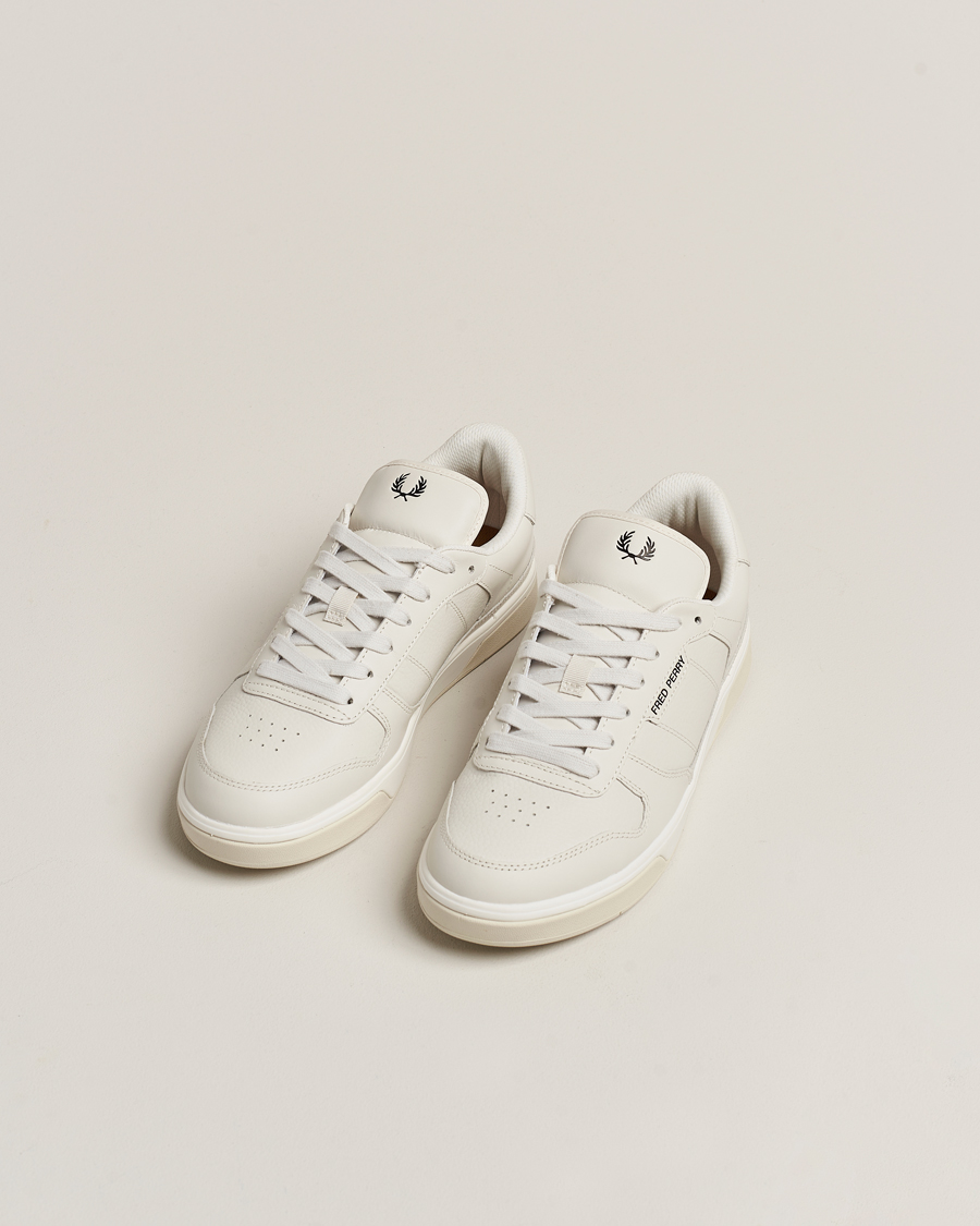 Heren |  | Fred Perry | B300 Textured Leather Sneaker White