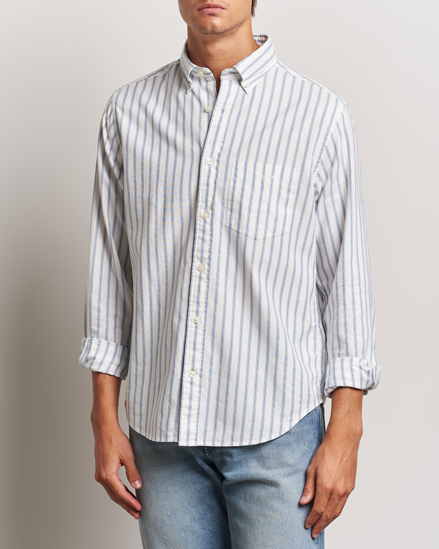 Heren | Business & Beyond - Casual | GANT | Archive Oxford Stripe Shirt Egg Shell