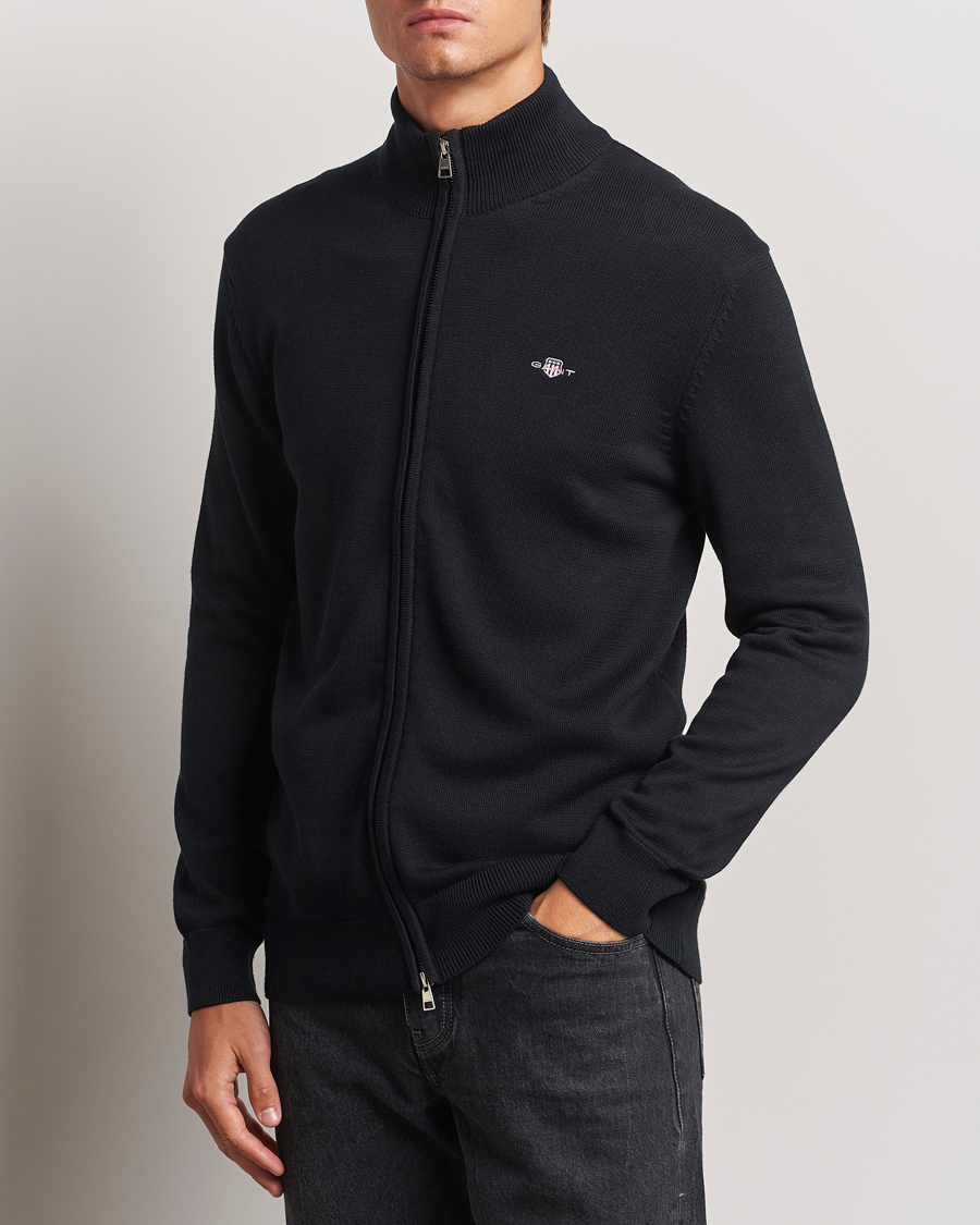 Heren |  | GANT | Cotton Full Zip Cardigan Black