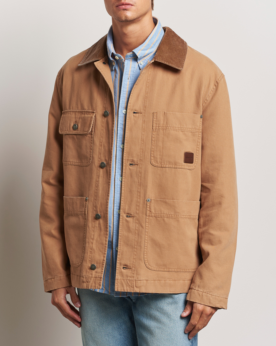 Heren | Gewaxte jassen | GANT | Cotton Work Jacket Roasted Walnut