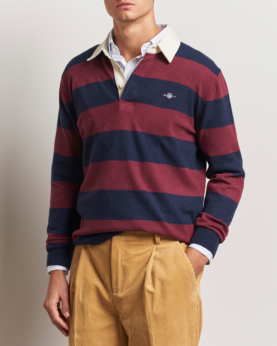 Heren |  | GANT | Extra Fine Lambswool Striped Rugger Marine