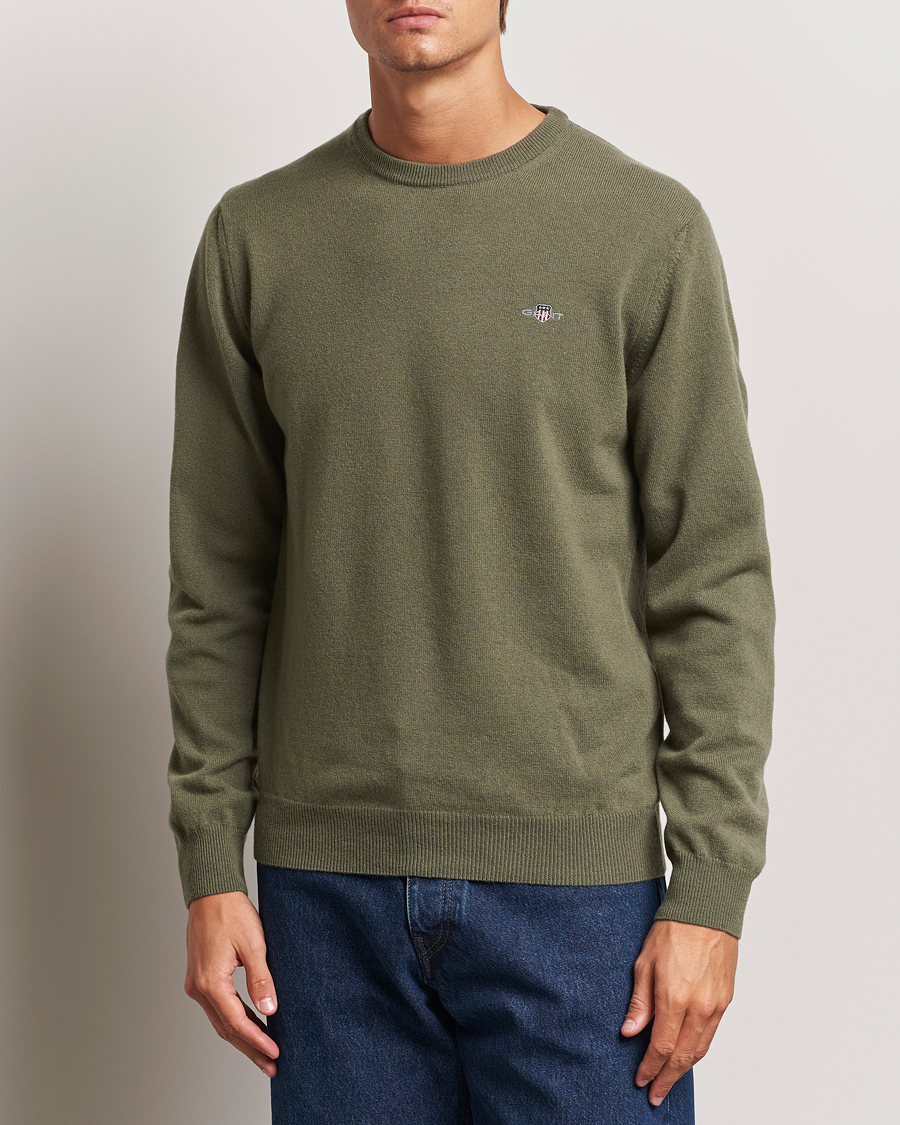 Heren |  | GANT | Lambswool Crew Neck Pullover Juniper Green