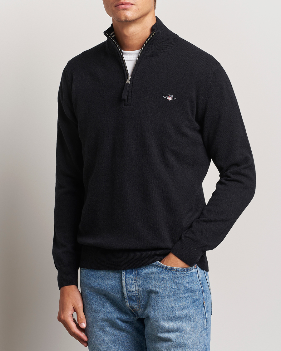 Heren |  | GANT | Lamsbwool Half Zip Black