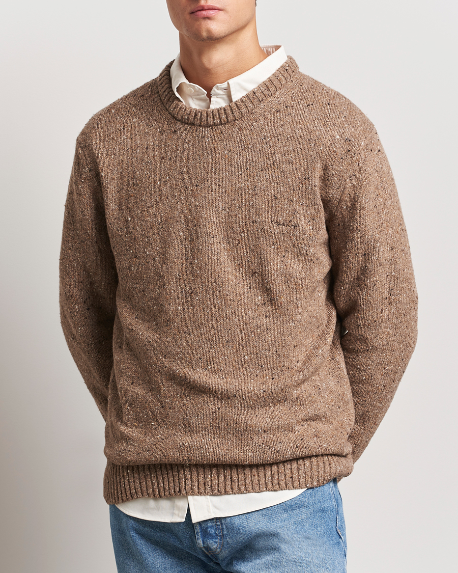 Heren |  | GANT | Neps Wool Crew Neck Brown Melange