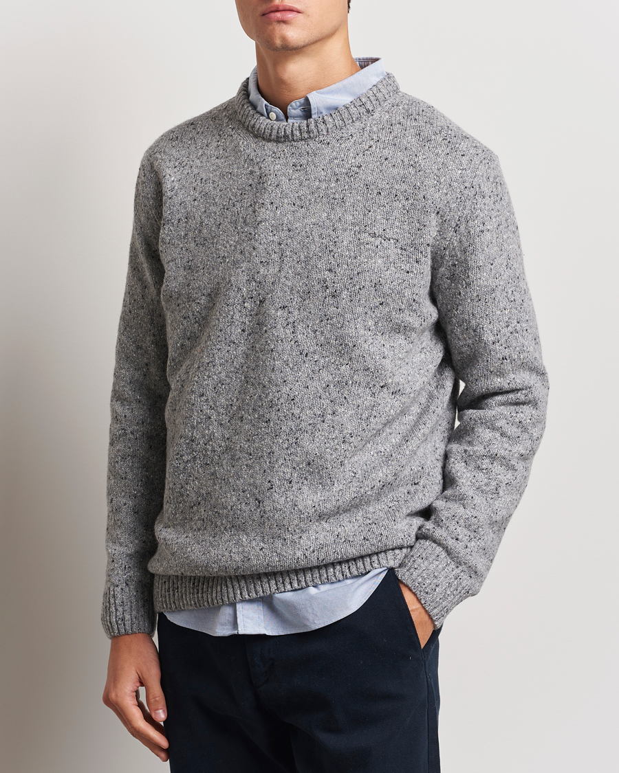 Heren |  | GANT | Neps Wool Crew Neck Grey Melange