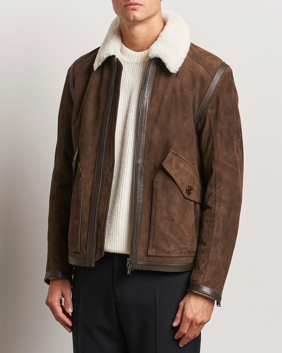 Heren |  | BOSS BLACK | Montel Suede Searling Bomber Jacket Brown