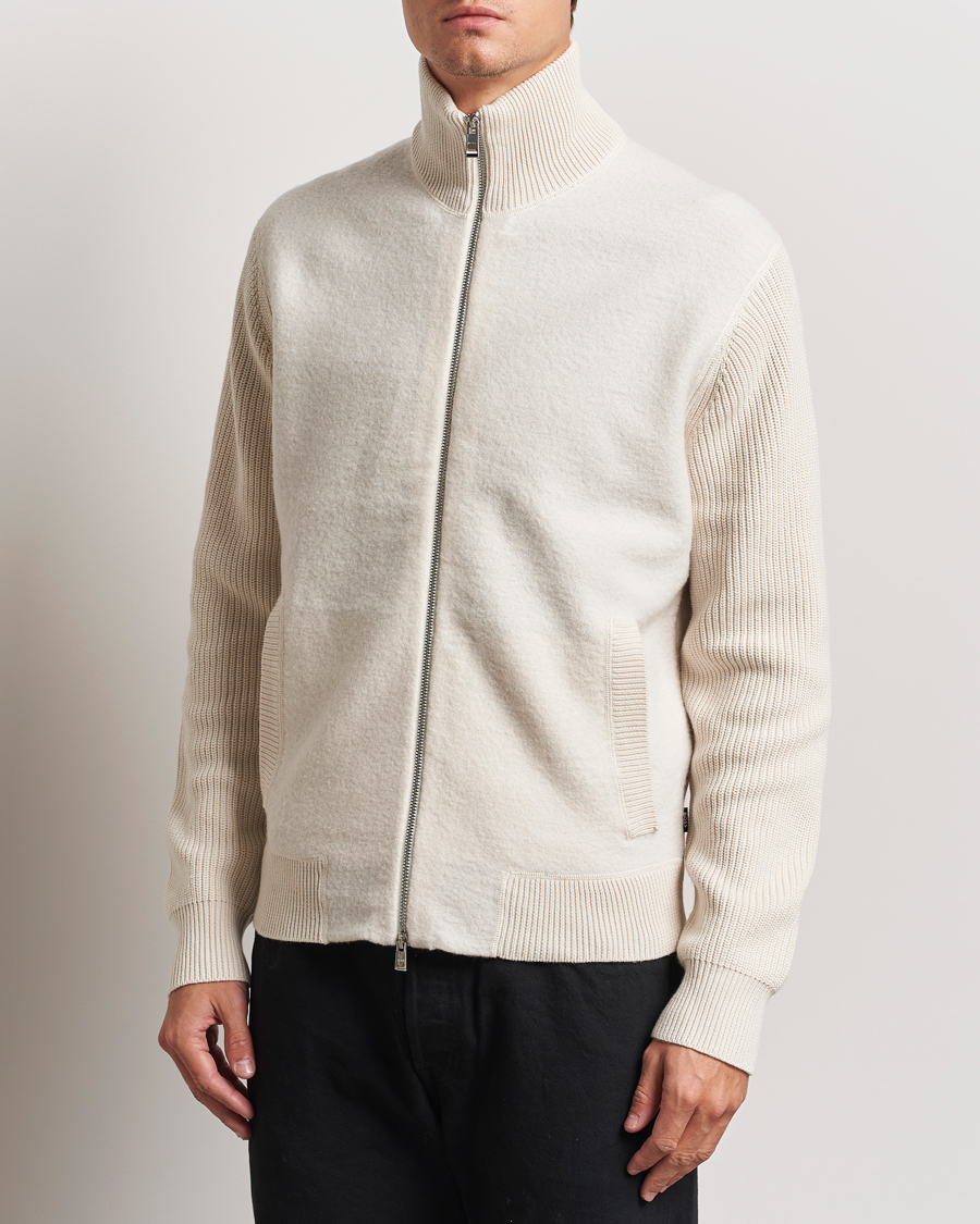 Heren |  | BOSS BLACK | Emeraviglio Wool/Cotton Full Zip Open White