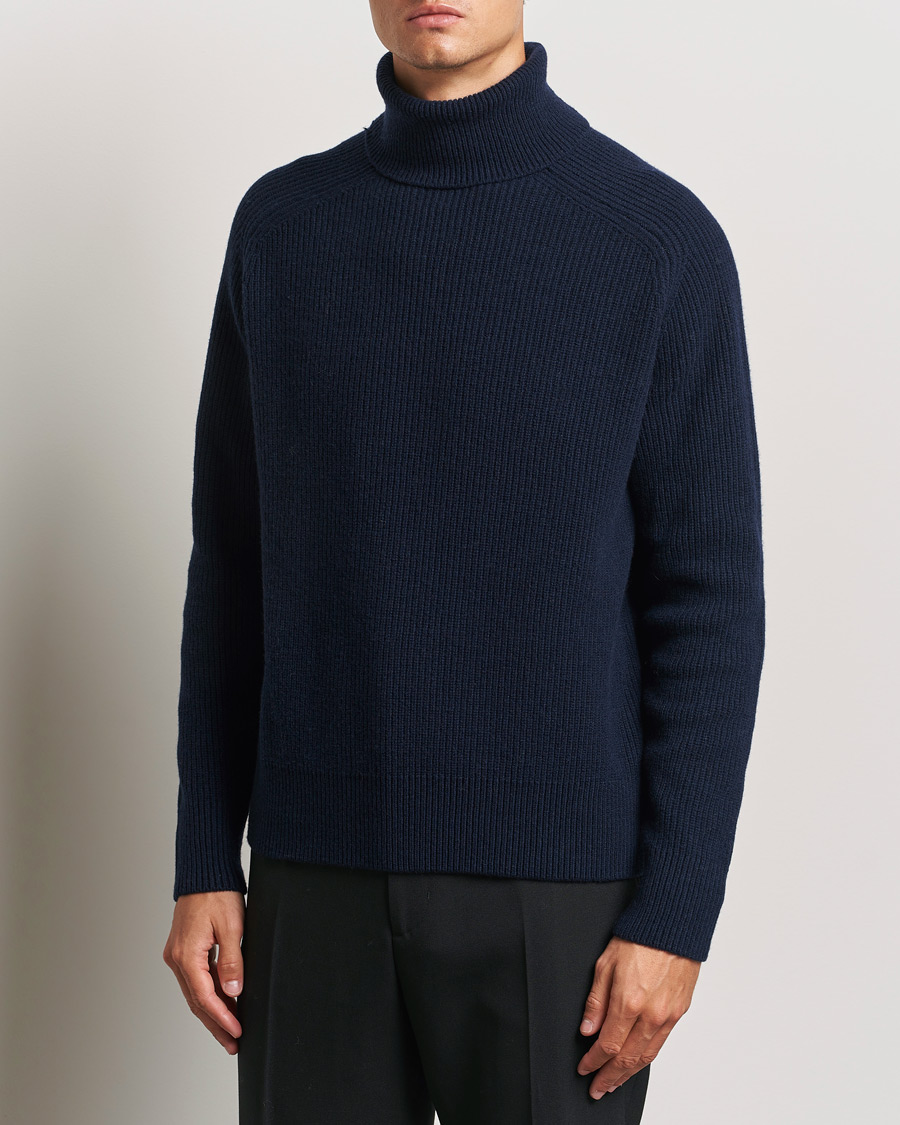 Heren |  | BOSS BLACK | Evento Wool Rib Knitted Polo Dark Blue