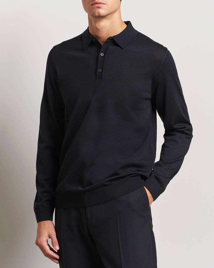 Heren |  | BOSS BLACK | Lancione Merino Knitted Polo Black