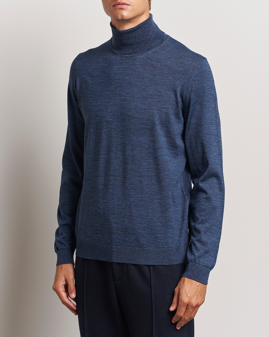 Heren | Business & Beyond - Formal | BOSS BLACK | Musso Merino Knitted Polo Bright Blue