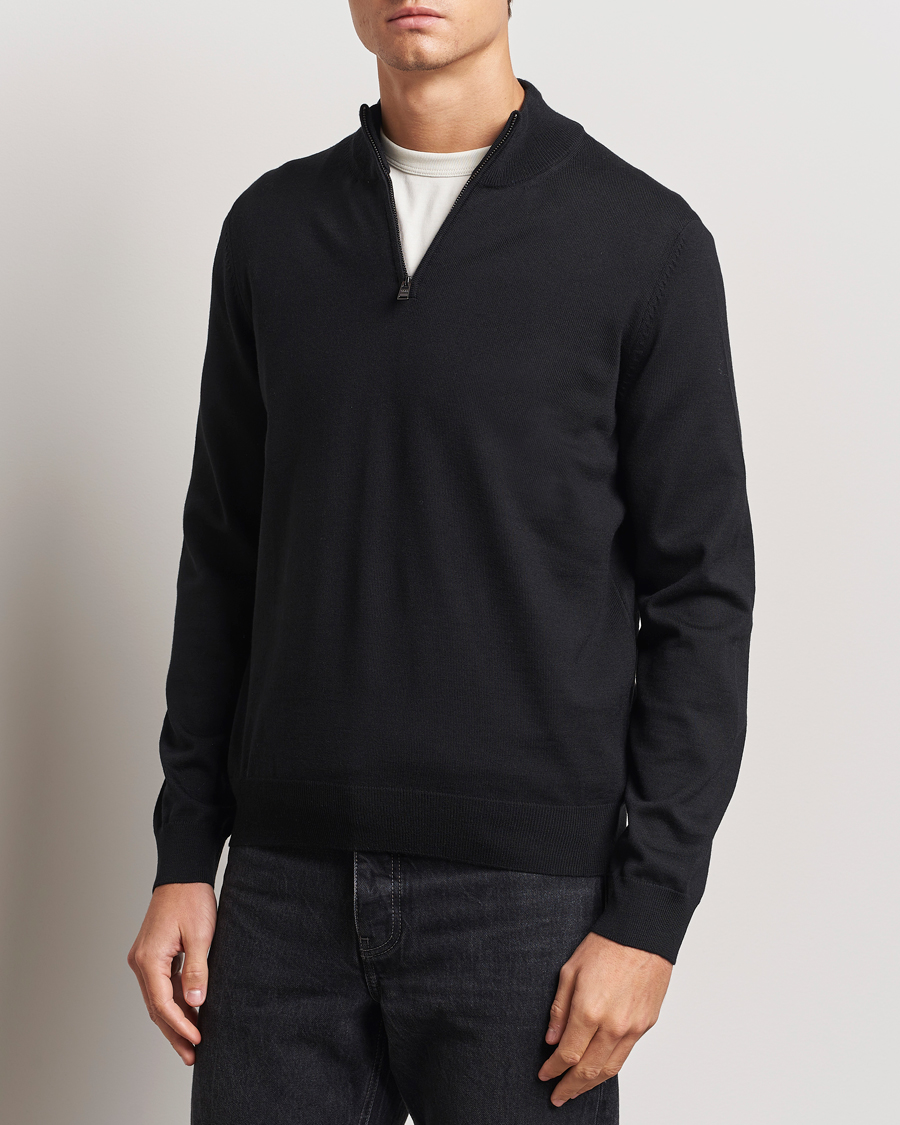 Heren |  | BOSS BLACK | Ebenji Merino Knitted Half Zip Black