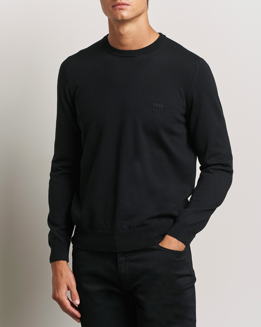 Heren | Business & Beyond - Formal | BOSS BLACK | Botto Merino Knitted Pullover Black