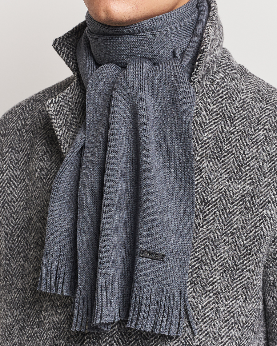 Heren |  | BOSS BLACK | Albas Wool Scarf Medium Grey