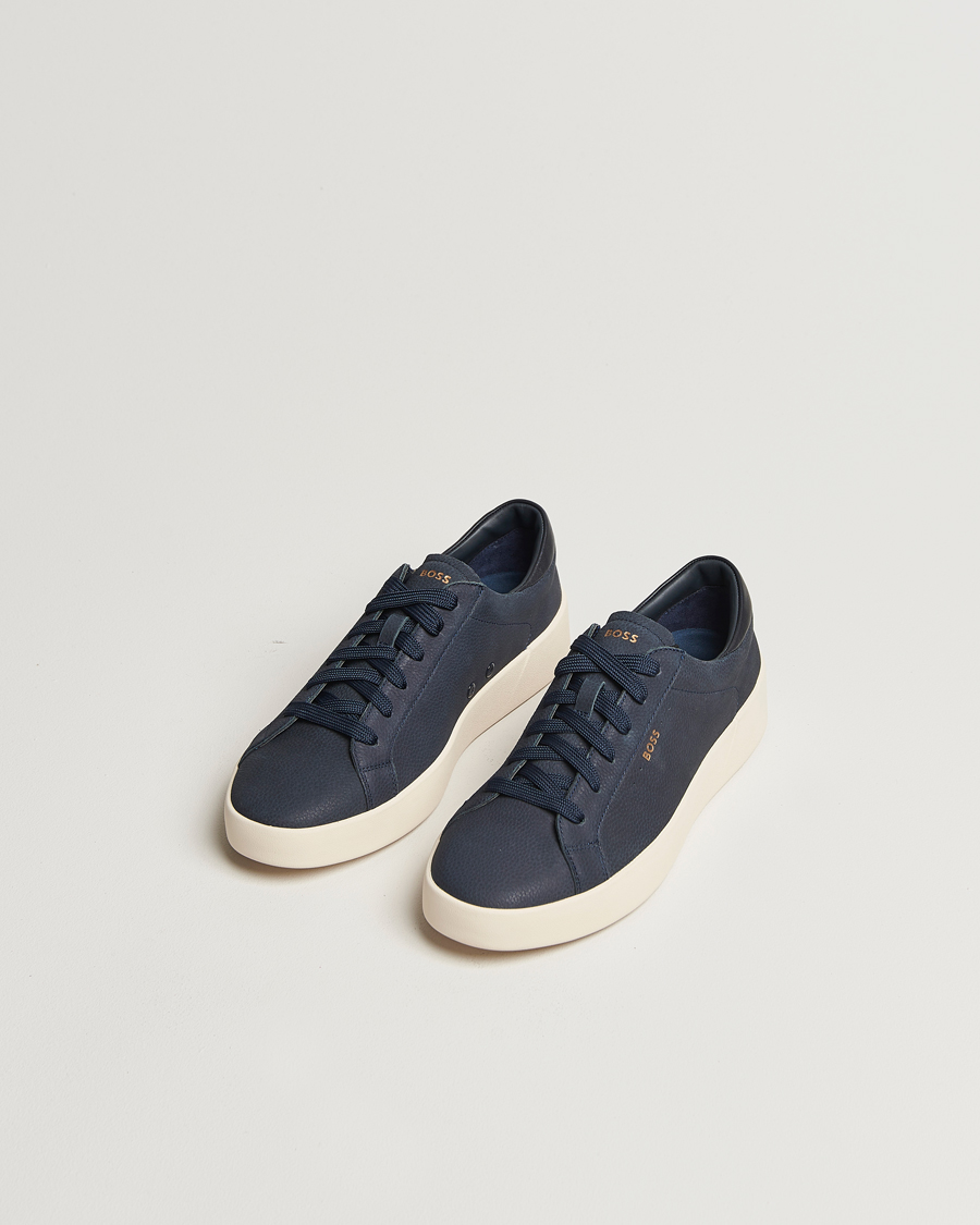 Heren | BOSS BLACK | BOSS BLACK | Belwar Leather Sneaker Dark Blue