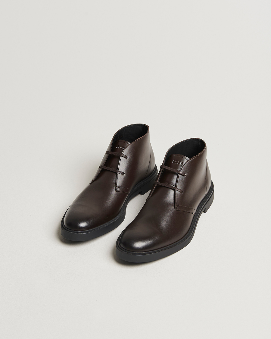 Heren | Desert boots | BOSS BLACK | Calev Leather Chukka Boot Dark Brown